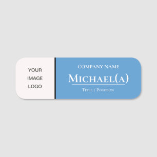 Elegant Unik Himlar Light Blue & White Company LOG Namnbricka