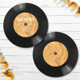 Elegant unik retro vinylskiva spara datum  inbjudningar