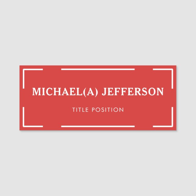 Elegant Unik röd och vit: Professionell för Snyggt Namnbricka (Framsida)