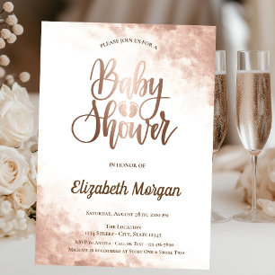 Elegant unik rosa guld babyfötter baby shower inbjudningar