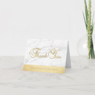 Elegant unik vit marmor guld folie tack kort