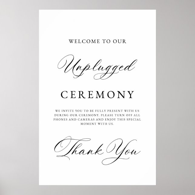 Elegant Unplugged Wedding Ceremony Sign | Modern  Poster (Framsidan)