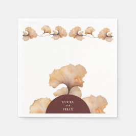 Elegant Uppbränd Orange Blommigt Bröllop-middag Pappersservett