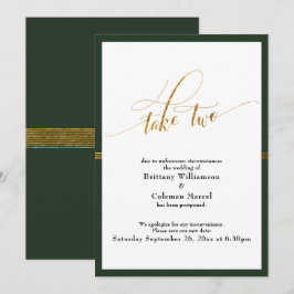 Elegant Uppställd Bröllop Grön & Guld Randig Kort