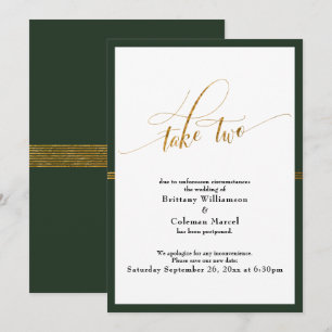 Elegant Uppställd Bröllop Grön & Guld Randig Kort