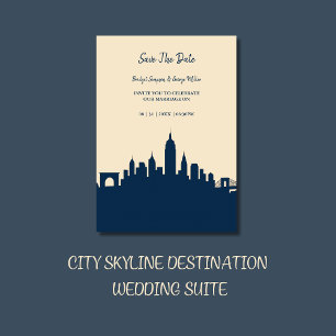Elegant Urban Chic Skyline destination Wedding Inbjudningar
