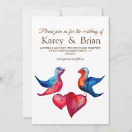 Elegant, ursprungligt Love birds Bröllop-kort Inbjudningar