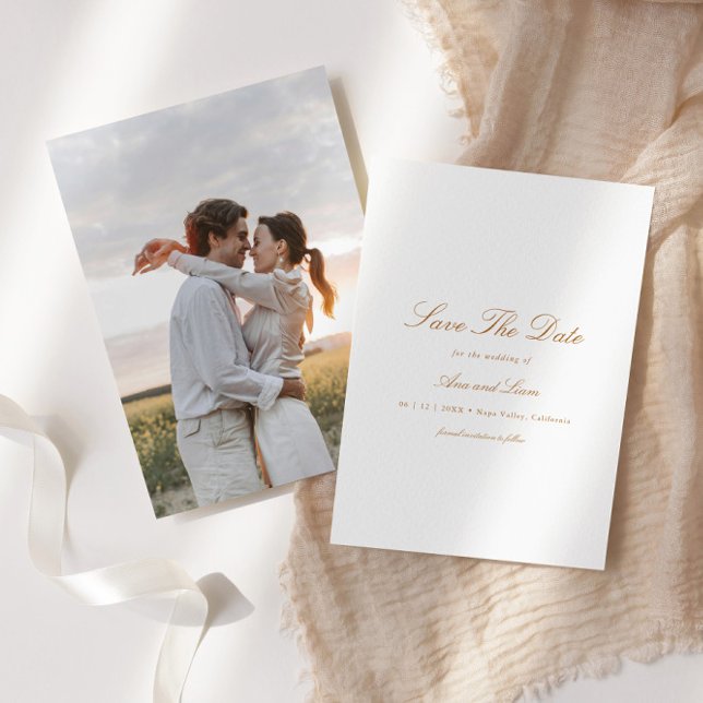 Elegant Utandning av botanisk Blommigt Foto Bröllo Spara Datumet (Skapare uppladdad)