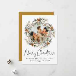 Elegant Utandning av botaniskt folium | Fotojul Julkort