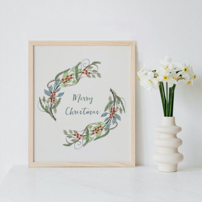 Elegant Utandning av botaniskt God jul Poster (Skapare uppladdad)