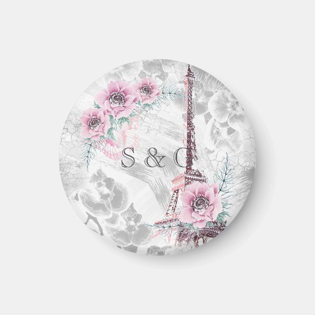 Elegant Utandning av rosa blommor. Magnet (Framsidan)