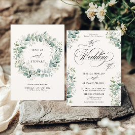 Elegant Utandning Eucalyptus Greenery Script Bröll Inbjudningar