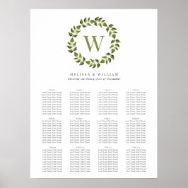Elegant Utandning Monogram Grönt Bröllop Sittplats Poster
