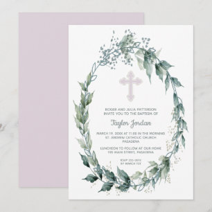 Elegant Utandning Rosa Kor Baptism Baptism Inbjudningar