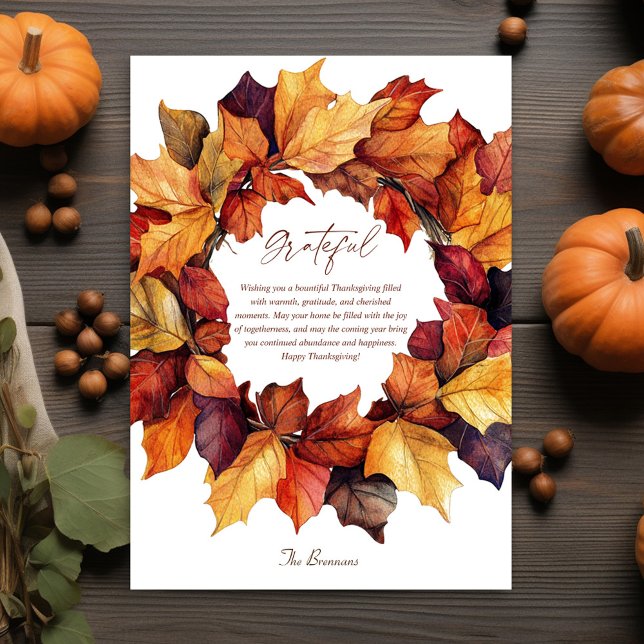 Elegant Utandning Rustig Thanksgiving Julkort (Elegant Fall Wreath Rustic Thanksgiving Holiday Card)