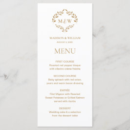 Elegant Utandningsmonogram Bröllop Guld Meny