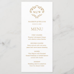 Elegant Utandningsmonogram Bröllop Guld Meny