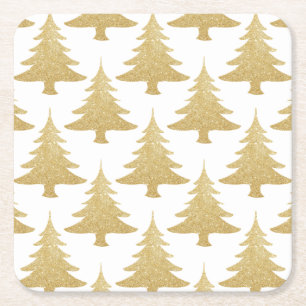elegant utanför guld glitter Julgran mönster Underlägg Papper Kvadrat
