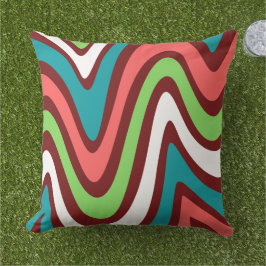 Elegant utanför mönster grönt rosa brun  kudde