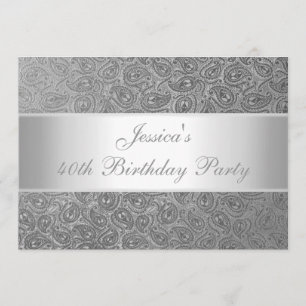 Elegant utföra i relief party för silverPaisley Inbjudningar