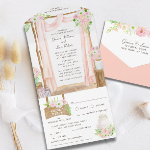 Elegant Utomhusvattenfärgen Rosa Blommigt Bröllop