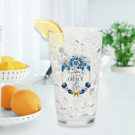 Elegant utrustad med Guds Grace Blue Guld Blommigt Glaskopp