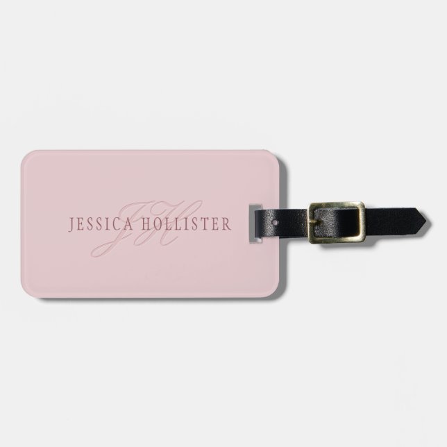 Elegant utseende monogram | Roséguld Bagagebricka (Horisontell Framsida)