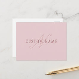 Elegant Utseende Monogram | Roséguld Vykort