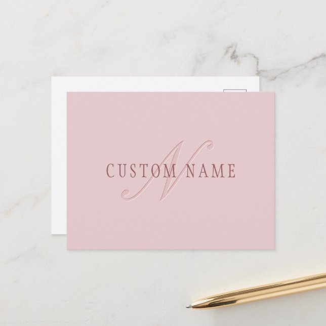 Elegant Utseende Monogram | Roséguld Vykort (Fram/Back In Situ)