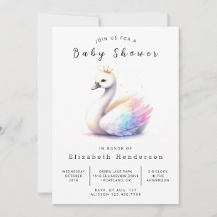 Elegant Utskrivbar Svan Baby Shower Inbjudningar