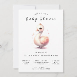 Elegant Utskrivbar Svan Baby Shower Inbjudningar