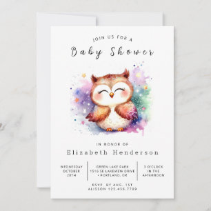 Elegant Utskrivbar Uggla Baby Shower Inbjudningar
