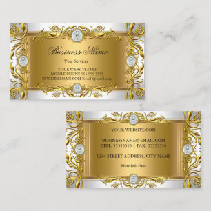 Elegant utsmyckad kunglig juvel vit guldguldblek visitkort