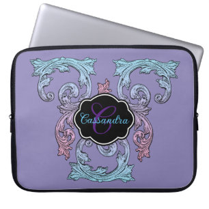 Elegant, utsmyckad personlig vintage viktoriansk laptop fodral