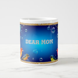 Elegant utsmyckad ram med livfulla fåglar jumbo mugg
