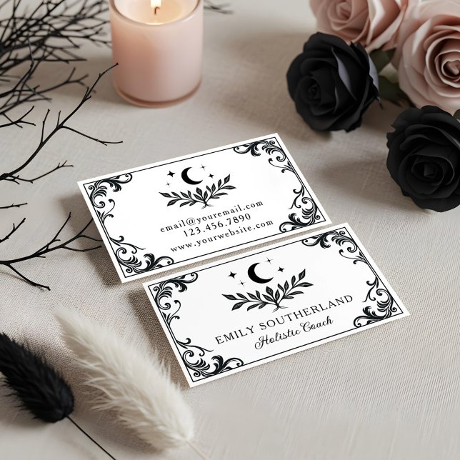 Elegant Utsmyckning Gotisk Natur Holistiska Coache Visitkort (Elegant Flourish Gothic Nature Holistic Coaches Business Card)