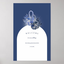 Elegant Vacker Blå Svanar Akvarell Konst Poster