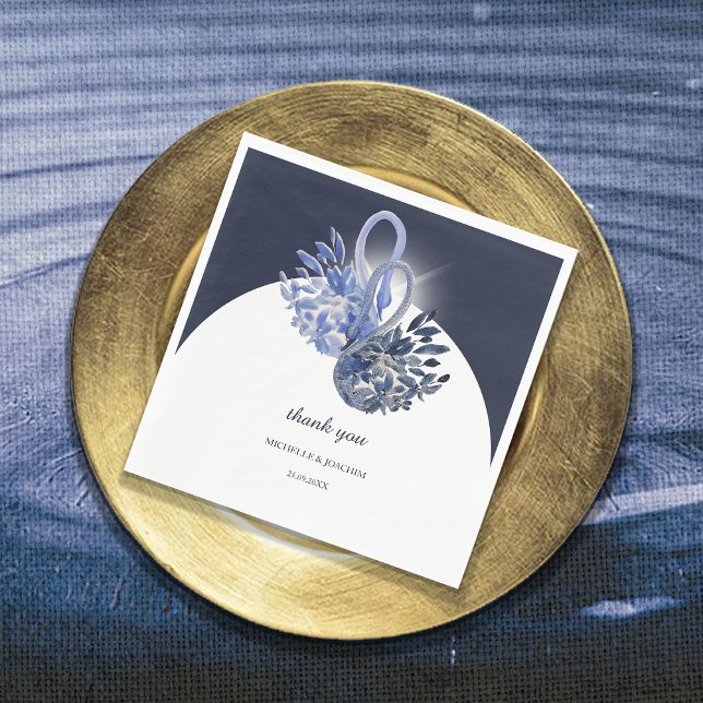 Elegant Vacker Blue Svanar Watercolor Art Pappersservett (Skapare uppladdad)