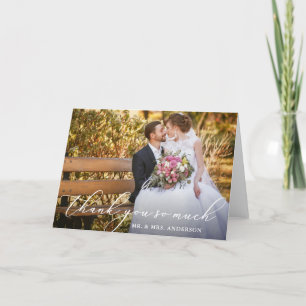 Elegant Vacker Calligraphy Photo Bröllop Fold Tack Kort