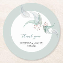 Elegant vacker eukalyptus vattenfärg konst underlägg papper rund