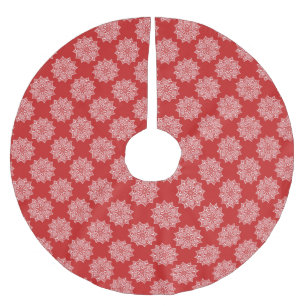 Elegant vacker flickig röd mandala-mönster julgransmatta borstad polyester