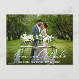 Elegant vacker kalligrafi Bröllop kärlek tack Vykort