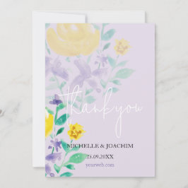 Elegant Vacker Lila Boho Blommig Akvarell Tack Kort