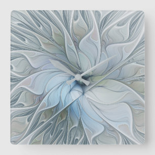 Elegant vacker modern abstrakt fraktal konst blomm fyrkantig klocka