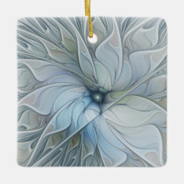 Elegant vacker modern abstrakt fraktal konst blomm julgransprydnad keramik