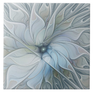 Elegant vacker modern abstrakt fraktal konst blomm kakelplatta