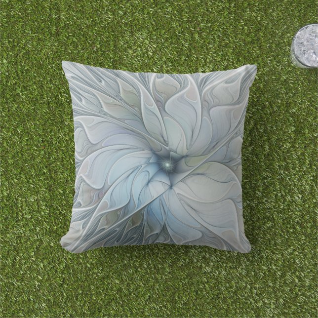 Elegant vacker modern abstrakt fraktal konst blomm kudde (Gräs)