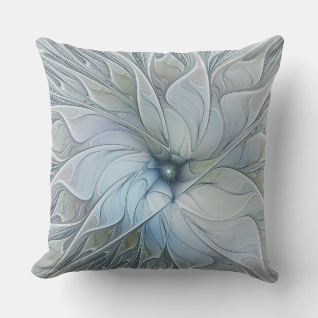 Elegant vacker modern abstrakt fraktal konst blomm kudde (Framsida)