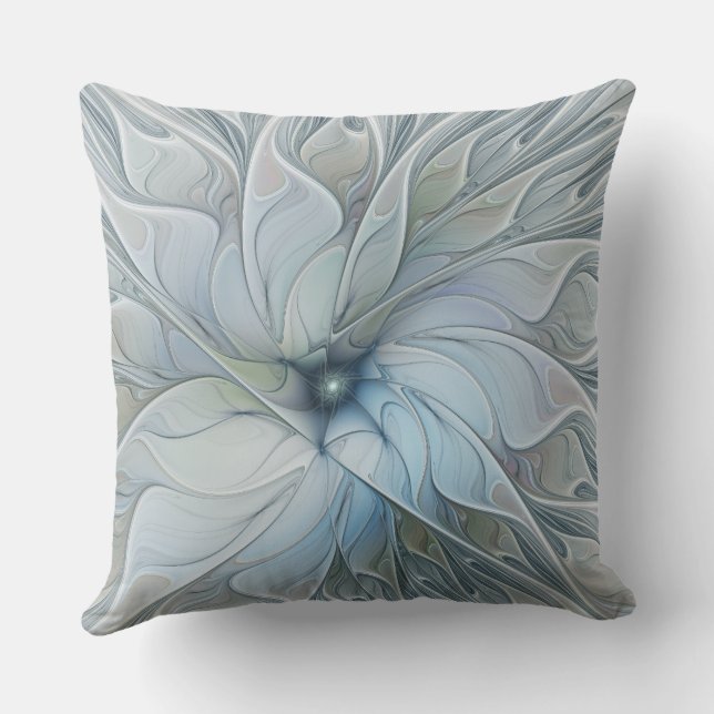 Elegant vacker modern abstrakt fraktal konst blomm kudde (Baksida)