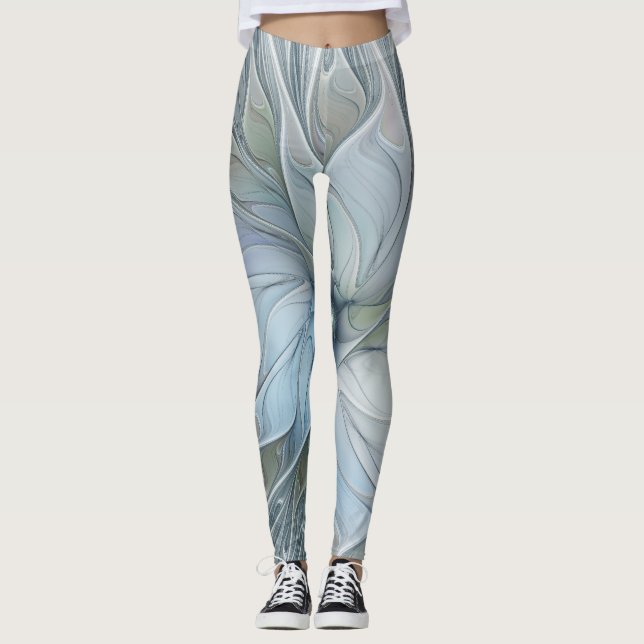 Elegant vacker modern abstrakt fraktal konst blomm leggings (Framsida)